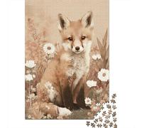 Puzzles pour Adultes 1000 Pièces Fox in Flowers Nature's Beauty Puzzle pour Adultes, Jeu De Réflexion, Cadeaux pour Femmes, Activités Amusantes À La Maison 70x50cm/1000pcs