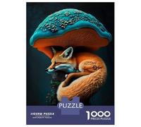 Puzzles pour Adultes 1000 Pièces Fox Sleeping Mushroom Puzzle pour Adultes Jeu Familial Découpe De Précision Cadeaux Uniques d'anniversaire Et De Noël 70x50cm/1000pcs