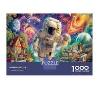 Puzzles pour Adultes 1000 Pièces Galactic Cozy Streets - Carton Extra-épais Puzzle D’entraînement Cérébral Astronaute Cosmique & Cadeau De Maison Neuve 38x26cm/1000pcs