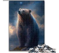 Puzzles pour Adultes 1000 pièces Galaxy Art Brown Bear Jigsaw Puzzle en Carton, Cadeau de défi cérébral, activité éducative pour Adolescents 1000 pièces(26x38cm)