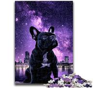 Puzzles pour Adultes 1000 pièces Galaxy Black French Bulldog Family Game Stress Relief Difficult Challenge Artists Collection, Fine Art 38x26cm