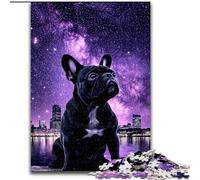 Puzzles pour Adultes 1000 pièces Galaxy Black French Bulldog, Jeux éducatifs, décoration d'intérieur, idéal comme Cadeau pour Toute la Famille (Taille 50x75cm)