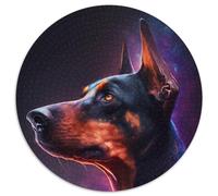 Puzzles pour Adultes 1000 pièces Galaxy Doberman Puzzles Ronds 1000 pièces pour Adultes Casse-tête Stimulant pour Adolescents, soirée de Jeux en Famille Amusante (Taille 67,5 x 67,5 cm)