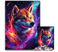 Puzzles pour Adultes 1000 pièces Galaxy Shiba Inu Puzzles en Bois pour Adultes Jeu de défi cérébral pour Adolescents et Interaction familiale 50x75cm/19,68x29,52 Pouces
