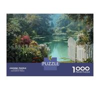 Puzzles pour Adultes 1000 Pièces Garden Pond with Gate Puzzle pour Adultes Jeux Relaxants Course De Vitesse Manuelle Activités Amusantes À La Maison 38x26cm/1000pcs