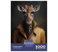 Puzzles pour Adultes 1000 Pièces George Giraffe Puzzle pour Adultes Jeu De Réflexion Assembler Le Motif Idée Cadeau Unique pour Un Anniversaire 52x38cm/1000pcs