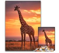 Puzzles pour Adultes, 1000 pièces, Girafe Africaine, Jeu Stimulant, Cadeaux d'anniversaire Uniques pour Les 14 Ans et Plus, 26x38cm