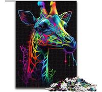 Puzzles pour Adultes 1000 pièces Girafe Animal Pop Art Puzzles 1000 pièces pour Adultes Noël Halloween Fête des mères Nouvel an Pâques Cadeau Taille 50X75CM