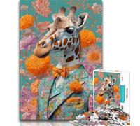 Puzzles pour Adultes 1000 pièces Girafe en Costume, Anti-Stress Staycation Kill Time, Chaque pièce est Unique - Jeu Familial Stimulant adapté aux Personnes de 14 Ans et Plus 38x26cm