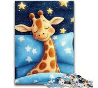 Puzzles pour Adultes 1000 pièces Girafe endormie Jeu Stimulant et Jeu Familial Cadeaux du Père Noël Secret 50x75cm
