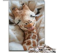 Puzzles pour Adultes 1000 pièces Girafe endormie Puzzles en Bois Jeu Familial interactif, Convient aux 14 Ans et Plus (Taille 50x75cm)