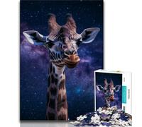 Puzzles pour Adultes 1000 pièces Girafe Fantastique, Jeu Stimulant et Jeu Familial avec Affiche et fiche de Questions-réponses (38x26cm)