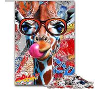 Puzzles pour Adultes 1000 pièces Girafe Graffiti, Difficile avec des pièces entièrement emboîtables de Formes aléatoires (Taille 50x75cm)