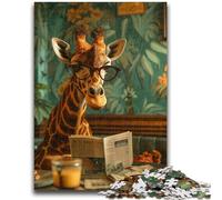 Puzzles pour Adultes 1000 pièces Girafe lisant pour Les 14 Ans et Plus Cadeaux intéressants pour la réduction du Stress pour Les Amis et la Famille 38x26cm