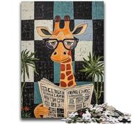 Puzzles pour Adultes 1000 pièces Girafe lisant Un Journal Jouets éducatifs Jeux familiaux Améliorer l'amour Entre Couples 26x38cm