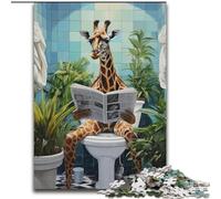 Puzzles pour Adultes 1000 pièces Girafe lisant Un Journal Puzzle 1000 pièces Cadeaux Décoration d'intérieur Cadeau, Jeu de réflexion (Taille 26x38cm)
