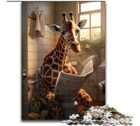 Puzzles pour Adultes 1000 pièces Girafe lisant Un Journal Puzzles impossibles pour Adultes pour Les 14 Ans et Plus (Taille 26x38cm)