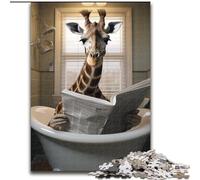 Puzzles pour Adultes 1000 pièces Girafe lisant Un Journal Puzzles stimulants Taille 50x75cm Cadeau Stimulant cérébral, activité éducative pour Adolescents