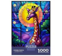 Puzzles pour Adultes 1000 Pièces Giraffe Colorful Stained Puzzle Jeux Relaxants Difficile, Difficile, Stimulant À Terminer 38x26cm/1000pcs