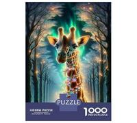 Puzzles pour Adultes 1000 Pièces Giraffe Fantasy Forest Art Print Adolescents Puzzles Jeux Relaxants pour S'amuser en Famille Activités Amusantes À La Maison 52x38cm/1000pcs