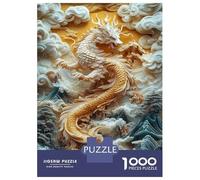 Puzzles pour Adultes 1000 Pièces Golden Dragon Relief Puzzle pour Adultes Jeu De Réflexion Assembler Le Motif Idée Cadeau Unique pour Un Anniversaire 38x26cm/1000pcs