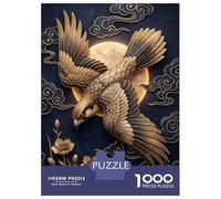 Puzzles pour Adultes 1000 Pièces Golden Falcon with Moon and Clouds Puzzles pour Adultes pour S'amuser en Famille Activités Amusantes À La Maison Cadeaux pour Les Amis Et La Famille 52x38cm/1000pcs