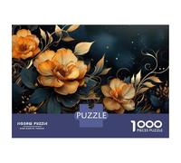 Puzzles pour Adultes 1000 Pièces Golden Floral Wall Mural Puzzles pour Adolescents Découpe De Précision Difficulté Et Défi Cadeaux d'anniversaire Et Cadeaux Uniques 52x38cm/1000pcs