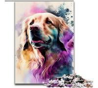 Puzzles pour Adultes 1000 pièces Golden Retriever Aquarelle, Aidez Le Cerveau à exercer des Jouets addictifs pour cultiver la Patience Décoration Parfaite (Taille 50x75cm)