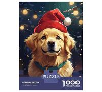 Puzzles pour Adultes 1000 Pièces Golden Retriever Christmas Puzzles pour Adolescents Jeu Manuel Décoration Intérieure Cadeaux De Noël Et d'anniversaire 70x50cm/1000pcs