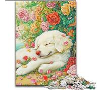 Puzzles pour Adultes 1000 pièces Golden Retriever Heureux Puzzles pour Adultes 1000 pour Adolescents Jeux éducatifs familiaux Décoration de la Maison Cadeau (Taille 50x75cm)