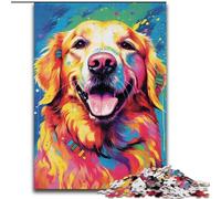 Puzzles pour Adultes 1000 pièces Golden Retriever Souriant, Jeu interactif Familial, décoration d'intérieur à Faire soi-même, défi cérébral, Cadeau (Taille : 50x75cm)