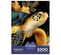 Puzzles pour Adultes 1000 Pièces Golden Turtle with Floral Accents Puzzles pour Adultes Jeu Manuel Décoration Parfaite Activités Amusantes À La Maison 52x38cm/1000pcs