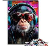 Puzzles pour Adultes 1000 pièces Gorille avec Casque, Anti-Stress, défi Difficile, idéal comme Cadeau pour Toute la Famille 38x26cm