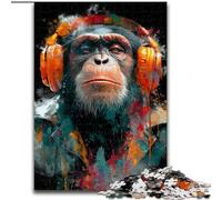 Puzzles pour Adultes 1000 pièces Gorille avec Casque, Jouets éducatifs, Jeux Anti-Stress, décoration d'intérieur Unique et Cadeaux 38x26cm