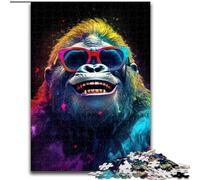 Puzzles pour Adultes 1000 pièces Gorilles colorés avec des Lunettes Puzzle Cadeau DIY Amusant Convient pour la décoration de la Maison, du Salon ou du Bureau (Taille : 26x38cm)