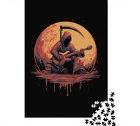 Puzzles pour Adultes 1000 Pièces Gothic Grim Reaper Guitar Art Print Puzzle pour Adultes - Jouets À Monter Soi-même - Décoration Parfaite - Cadeaux Uniques pour Anniversaires Et Noël 70x50cm/1000pcs