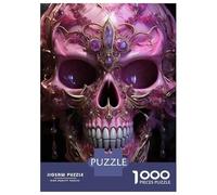 Puzzles pour Adultes 1000 Pièces Gothic Pink Skull Decor Adolescents Puzzles Jeux Relaxants pour S'amuser en Famille Activités Amusantes À La Maison 52x38cm/1000pcs