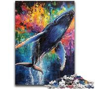 Puzzles pour Adultes 1000 pièces Graffiti Baleine Difficile et Stimulant avec Affiche et fiche de Questions correspondantes pour Les 14 Ans 50x75cm