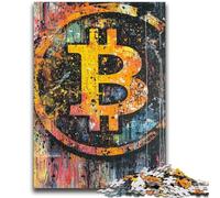 Puzzles pour Adultes 1000 pièces Graffiti Bitcoin Décoration Murale Artistique et idée Cadeau d'anniversaire pour Amis, Bureau à Domicile 50x75cm