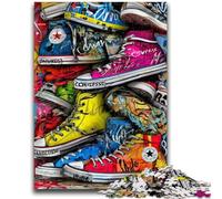 Puzzles pour Adultes 1000 pièces Graffiti de Chaussures Jeu Stimulant et Jeu Familial Décoration Murale Cadeaux d'anniversaire et de Noël Uniques 50x75cm