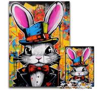 Puzzles pour Adultes 1000 pièces Graffiti Peinture Lapin Puzzles Coloré Décoration d'intérieur et Jeu Familial interactif, 50x75cm / 19,68x29,52 Pouces
