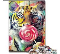 Puzzles pour Adultes 1000 pièces Graffiti Tiger, Jouet éducatif et décompressant, Cadeau d'anniversaire, Cadeaux (Taille 26x38cm)