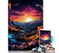 Puzzles pour Adultes 1000 pièces Grand Canyon psychédélique la Nuit, Jouet éducatif intellectuel décompressant, Cadeau d'anniversaire, Cadeaux (38x26cm)