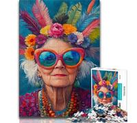 Puzzles pour Adultes 1000 pièces Grand-mère Heureuse, Jeux Amusants, idéal comme Cadeau pour Toute la Famille pour Les Enfants de 14 Ans et Plus 38x26cm