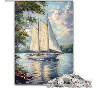 Puzzles pour Adultes 1000 pièces Grand voilier sur la rivière Puzzle 1000 pièces Jeu d'activités familiales pour Adolescents, Décoration d'intérieur DIY Casse-tête Cadeau (Taille 50x75cm)