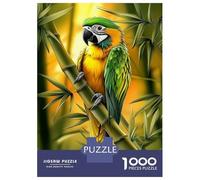 Puzzles pour Adultes 1000 Pièces Green and Yellow Parrot on Bamboo Puzzles pour Adultes Jeu Manuel Décoration Parfaite Activités Amusantes À La Maison 38x26cm/1000pcs