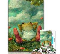 Puzzles pour Adultes 1000 pièces Grenouille Assise sur l'herbe, Jouets éducatifs pour Enfants, Jeux familiaux, Jeu éducatif pour Anniversaire, Noël (75x50cm)