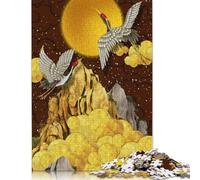 Puzzles pour Adultes 1000 pièces Grues japonaises Lune Or Puzzle Puzzle pour Adultes Jeu Stimulant 1000 pièces (75x50cm)