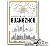 Puzzles pour Adultes 1000 pièces Guangzhou Chine Jeu éducatif Défi Jouet Décoration Murale Cadeaux d'anniversaire et de Noël Uniques (Taille 50x70cm)