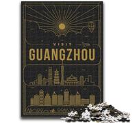 Puzzles pour Adultes 1000 pièces Guangzhou Chine Jeu Stimulant et Jeu Familial Décoration Murale Cadeaux d'anniversaire et de Noël Uniques (Taille 50x70cm)